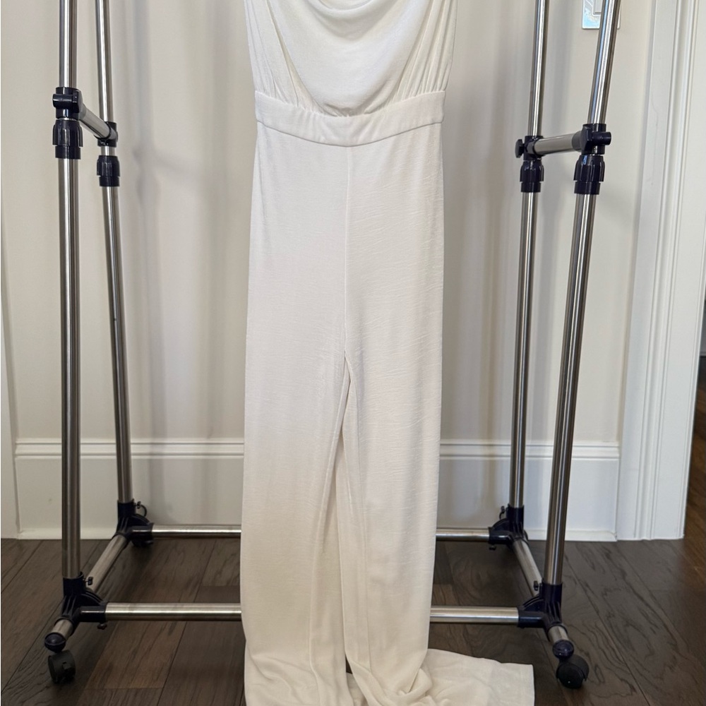 Elegant Cream Drape Jumpsuit